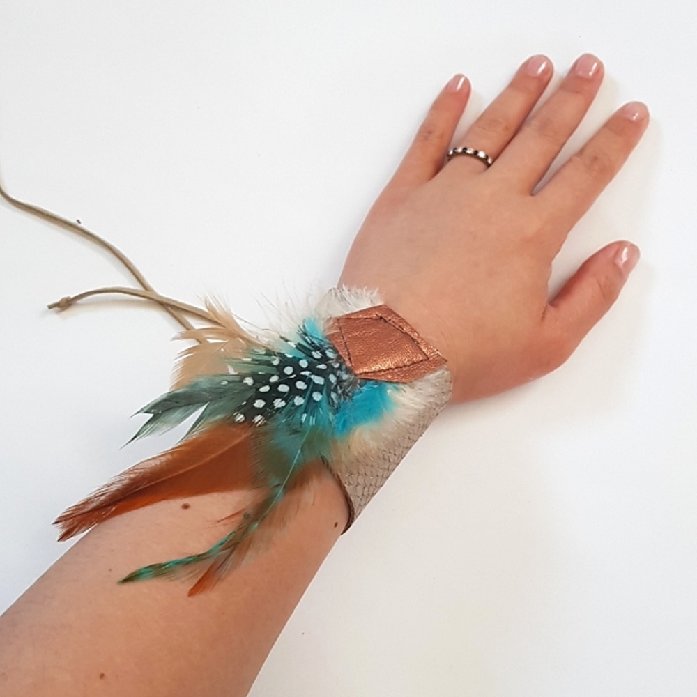 Feather & Leather cuff